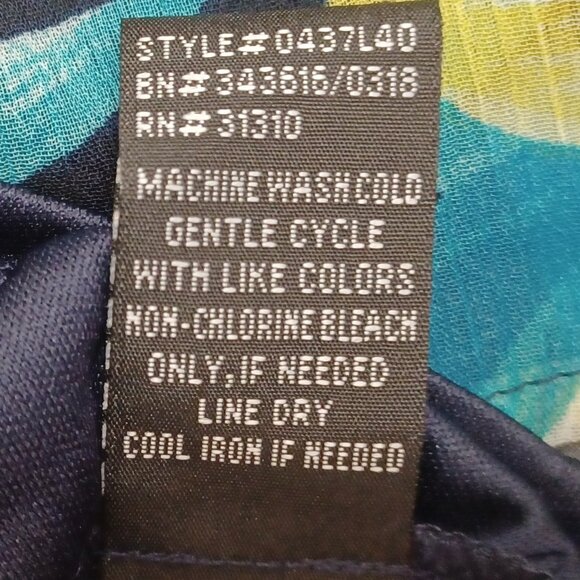 Women's ALYX Polynesian Tiki Hawaiian Floral Sheer w/ solid lining Top Sz Large - Picture 5 of 10